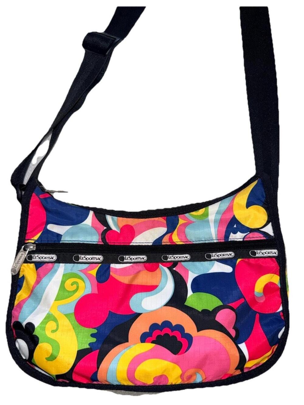 Le SportSac Deluxe Everyday Crossbody Shoulder Bag Groovy Floral Love Print